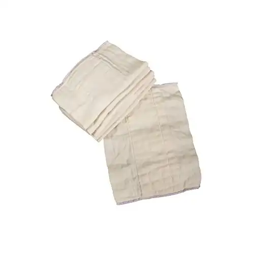 OsoCozy Unbleached Prefold Cloth Diapers – 12 Count, Preemie/Newborn