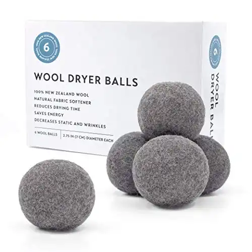 Zeal Concept Wool Dryer Balls 6-Pack, XL Size, 100% Organic New Zealand Wool. (Grey)