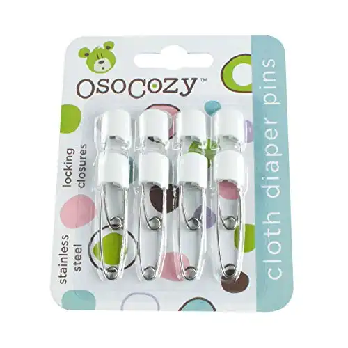 OsoCozy Diaper Pins -Stainless Steel Diaper Pins with Safe Locking Closures