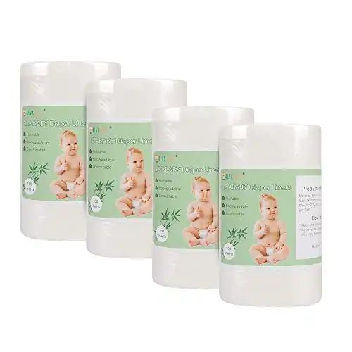 ALVABABY Natural Bamboo Cloth Diaper Liners, 400 Sheets (4 Rolls)