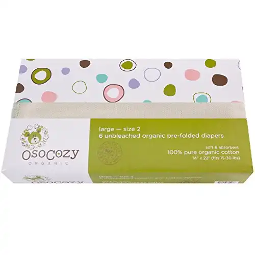 OsoCozy Organic Cotton Prefolds - Traditional Fit (Large 4x8x4)